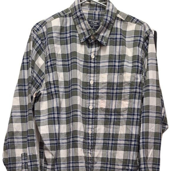 Abercrombie & Fitch Mens Flannel Shirt Plaid Button Down Collar XL Casual Work - Picture 3 of 10